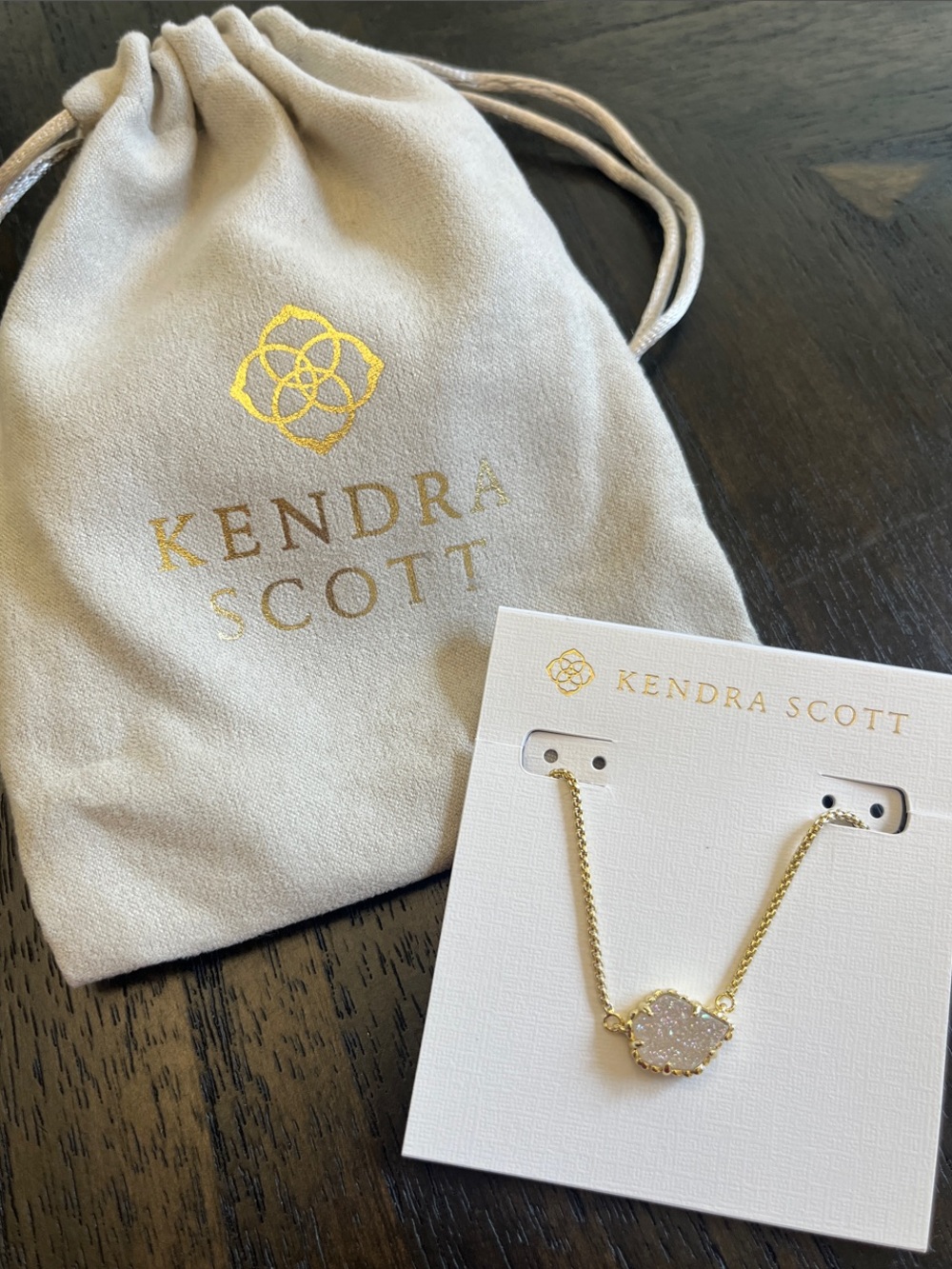 Kendra Scott Tess Gold Iridescent Druzy Pendant Necklace